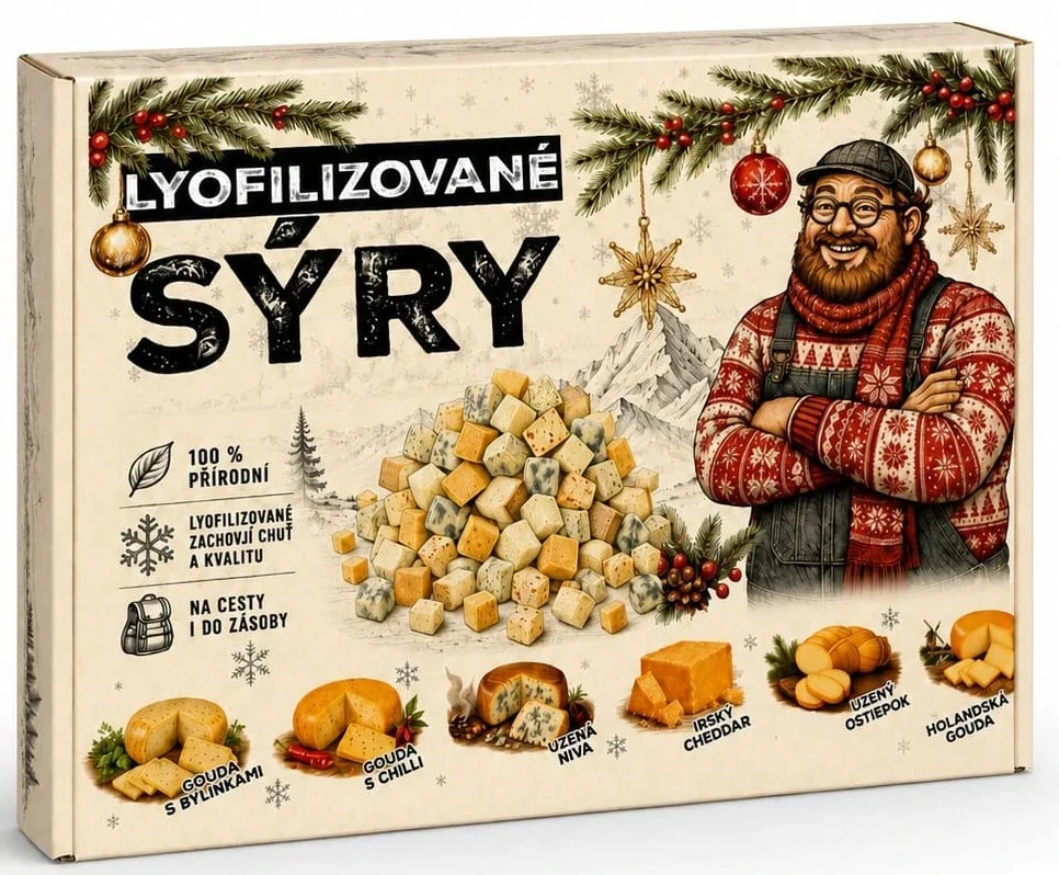 Vánoční sada křupavých lyofilizovaných sýrů